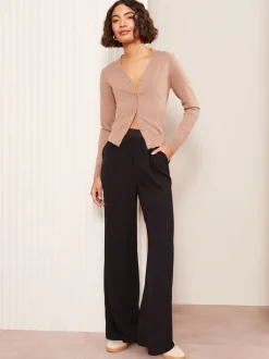 Zwart - Friends Like These broek met elastische taille en wijde pijpen