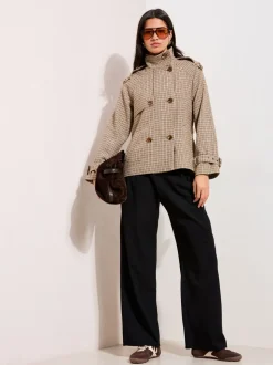 Zwart - Friends Like These Crinkle Jersey Wide Leg Trousers with Buckle Front