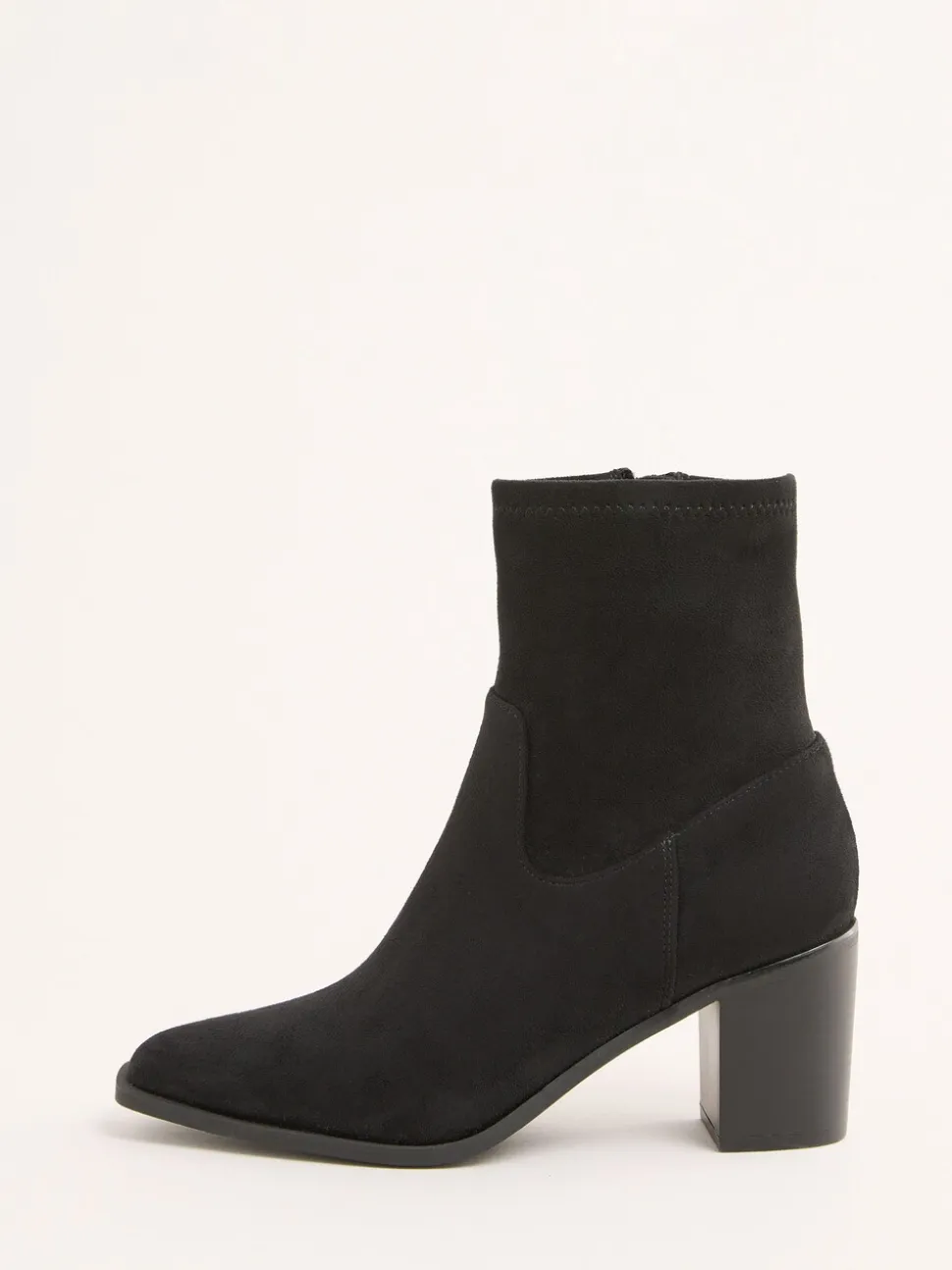 Zwart - Friends Like These Faux Suede Mid Heel Western Style Smart Sock Ankle Boots