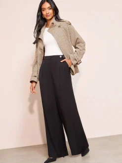 Zwart - Friends Like These Adjustable Waist Premium Wide Leg Trousers