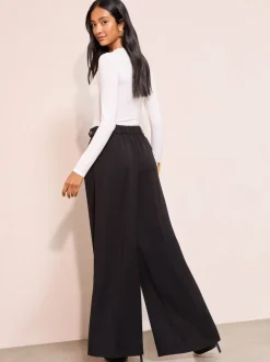 Zwart - Friends Like These Adjustable Waist Premium Wide Leg Trousers