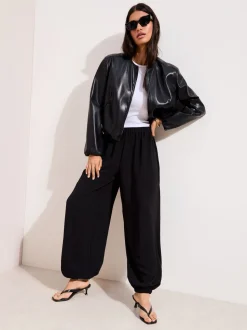 Zwart - Friends Like These Balloon Trousers With Elasticated Waist