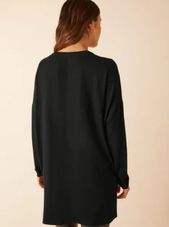 Zwart - Friends Like These - Zachte jersey tuniektop met V-hals en lange mouwen