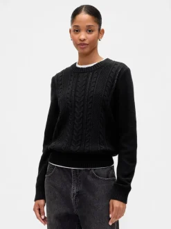 Zwart - Gap Cotton Cable Knit Jumper