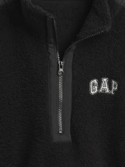 Zwart - Gap Oversized Cropped Sherpa Half-Zip Fleece