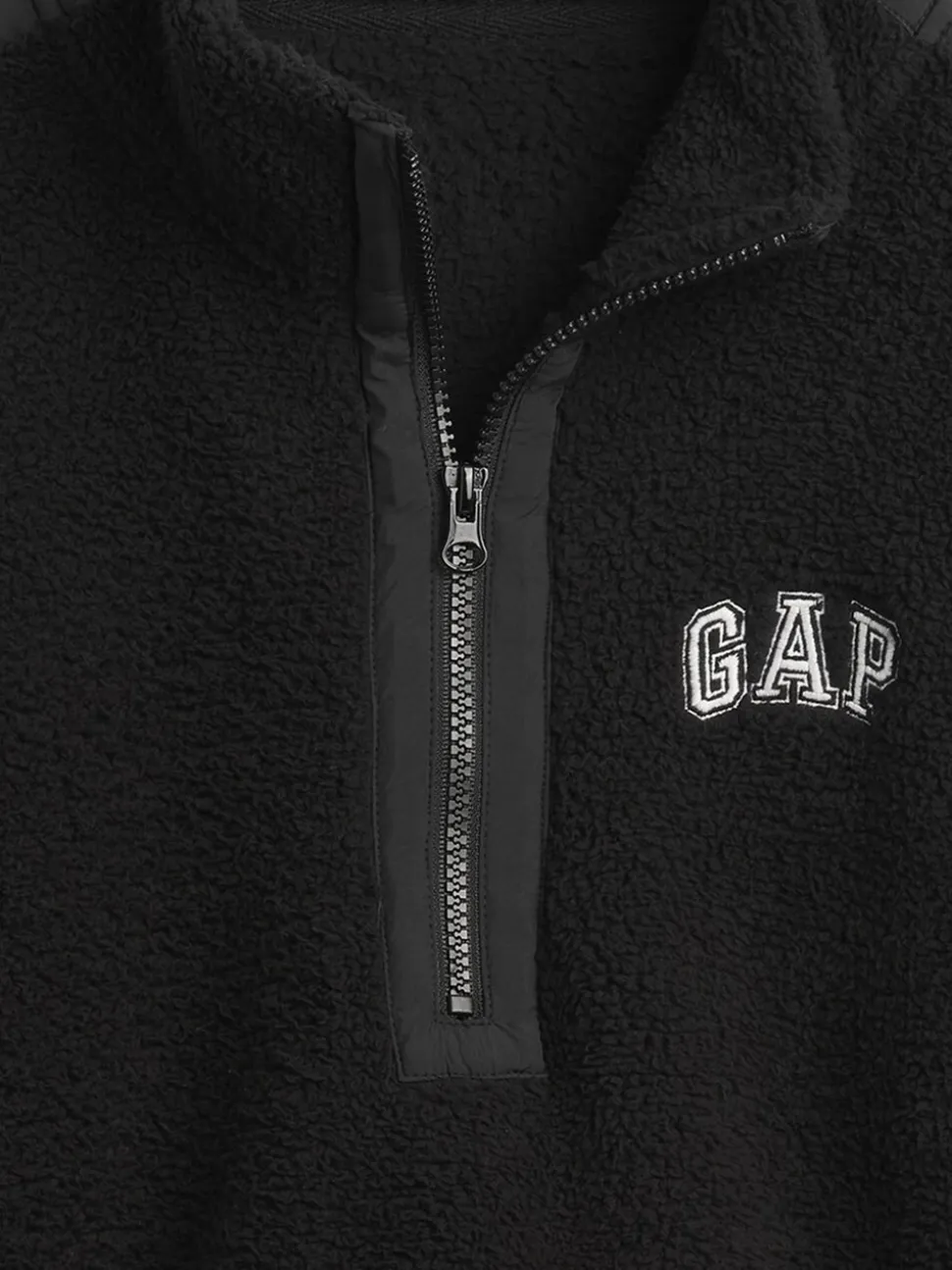 Zwart - Gap Oversized Cropped Sherpa Half-Zip Fleece