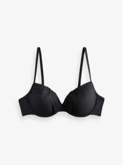 Zwart - Gedrapeerde, voorgevormde Bikini met beugel