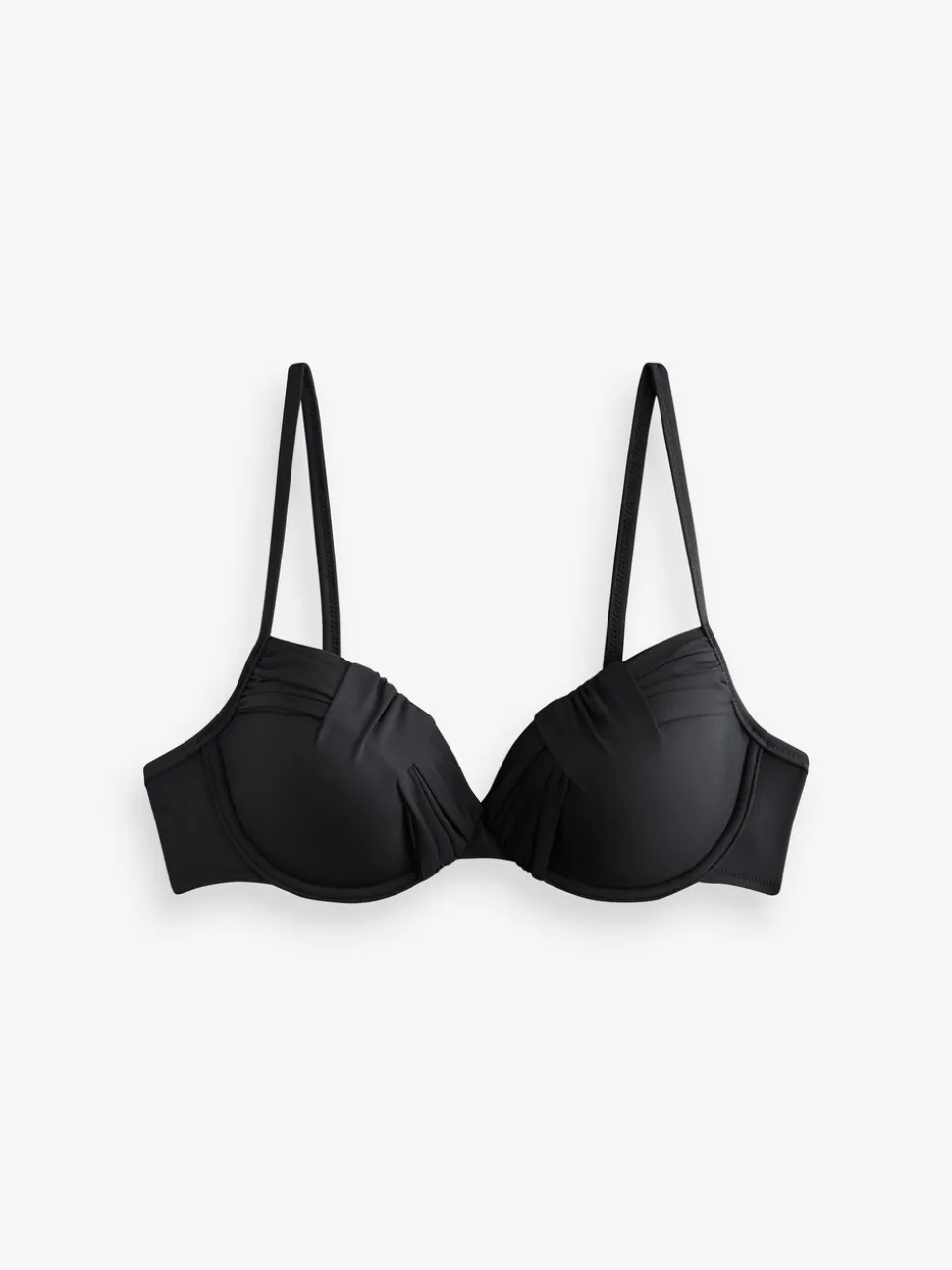 Zwart - Gedrapeerde, voorgevormde Bikini met beugel