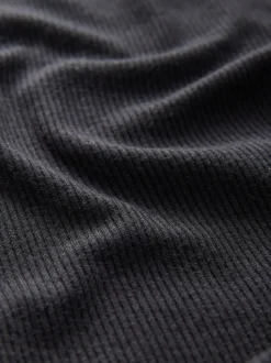 Zwart - Geribbelde Henley-bodysuit met lange mouwen