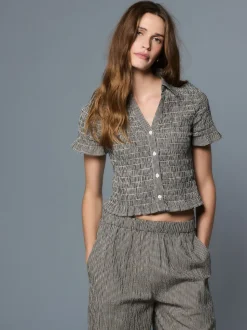Zwart - Gingham Short Sleeved Shirt