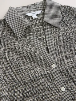 Zwart - Gingham Short Sleeved Shirt