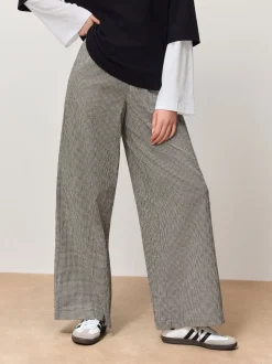 Zwart - Gingham Wide Leg Trousers