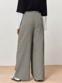 Zwart - Gingham Wide Leg Trousers