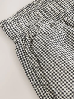 Zwart - Gingham Wide Leg Trousers