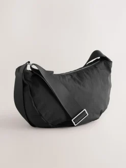 Zwart - Grote nylon schoudertas