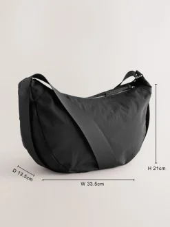 Zwart - Grote nylon schoudertas