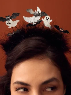 Zwart - Halloween-vliegende-vleermuizen-haarband