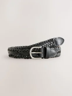 Zwart - Hand Plaited Leather Belt
