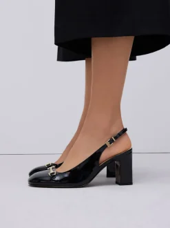 Zwart - Hardware Slingback Block Heels