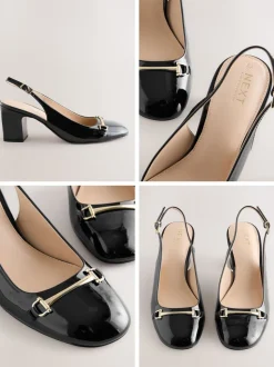 Zwart - Hardware Slingback Block Heels