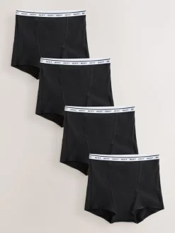 Zwart - Heavy Flow Full Briefs Cotton Period Knickers 4 Pack
