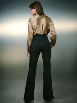 Zwart - High Rise Stretch Flare Jeans