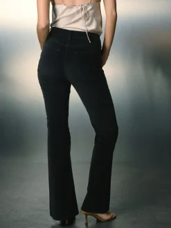 Zwart - High Rise Velvet Cord Flare Jeans