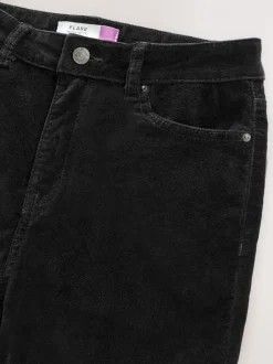Zwart - High Rise Velvet Cord Flare Jeans
