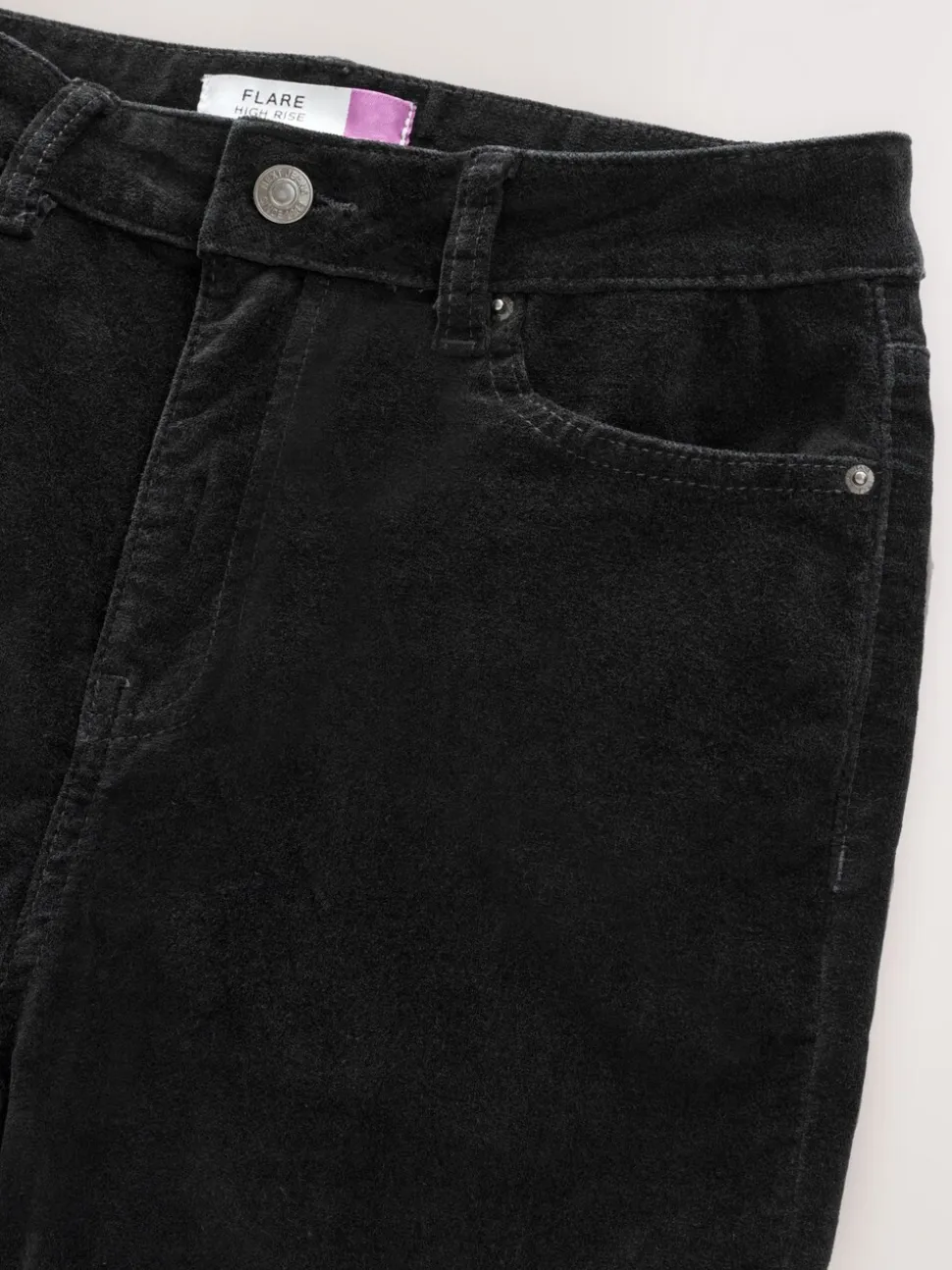 Zwart - High Rise Velvet Cord Flare Jeans