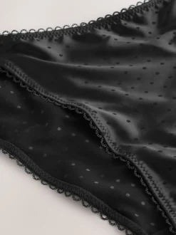 Zwart - High Shine Spot Tanga Knickers