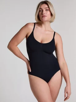 Zwart - Hunkemöller naadloze hoogopgesneden Enhancing shapewear stringbody