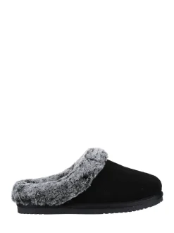 Zwart - Hush Puppies Amara winterpantoffels met imitatiebontvoering