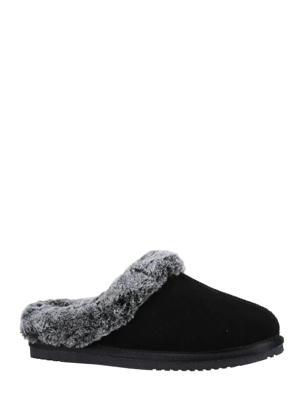 Zwart - Hush Puppies Amara winterpantoffels met imitatiebontvoering