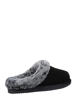 Zwart - Hush Puppies Amara winterpantoffels met imitatiebontvoering