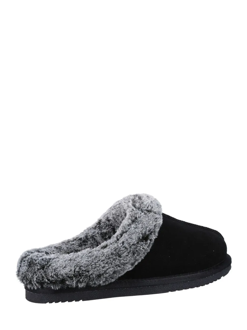 Zwart - Hush Puppies Amara winterpantoffels met imitatiebontvoering