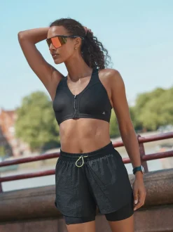 Zwart - 2-in-1 sportshort met hoge taille van Dry Tech