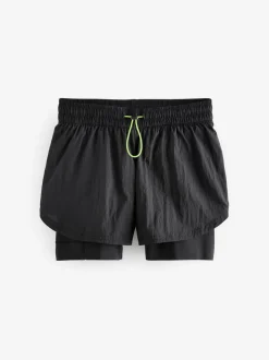 Zwart - 2-in-1 sportshort met hoge taille van Dry Tech