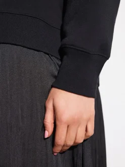 Zwart - 2-In-1 Sweatshirt met Satijnen Midi Rok