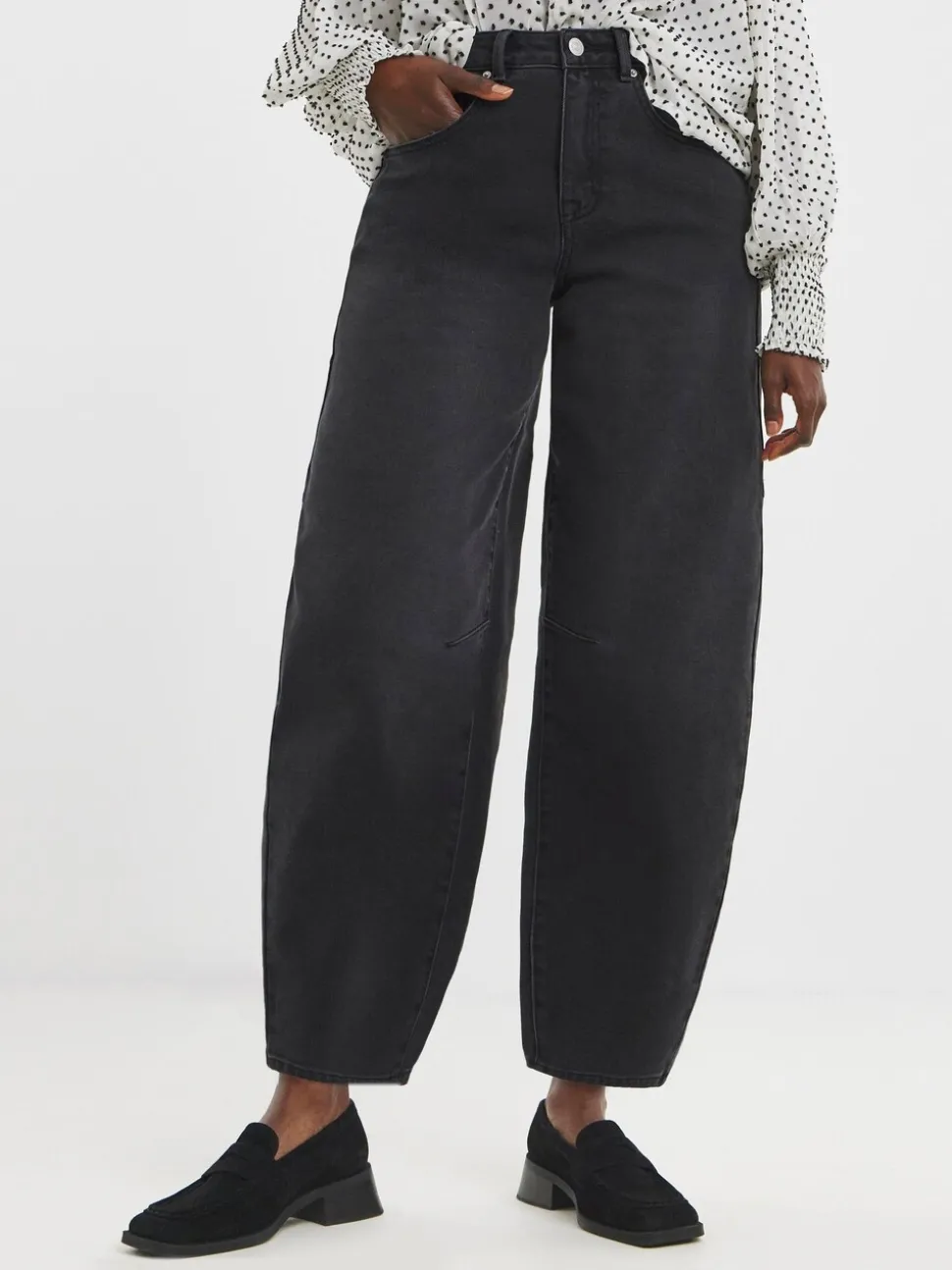 Zwart - JD Williams Authentic Barrel Leg Jeans