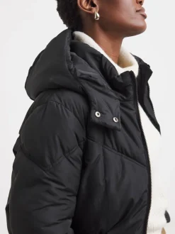 Zwart - JD Williams Mid Length Padded Coat With Hood