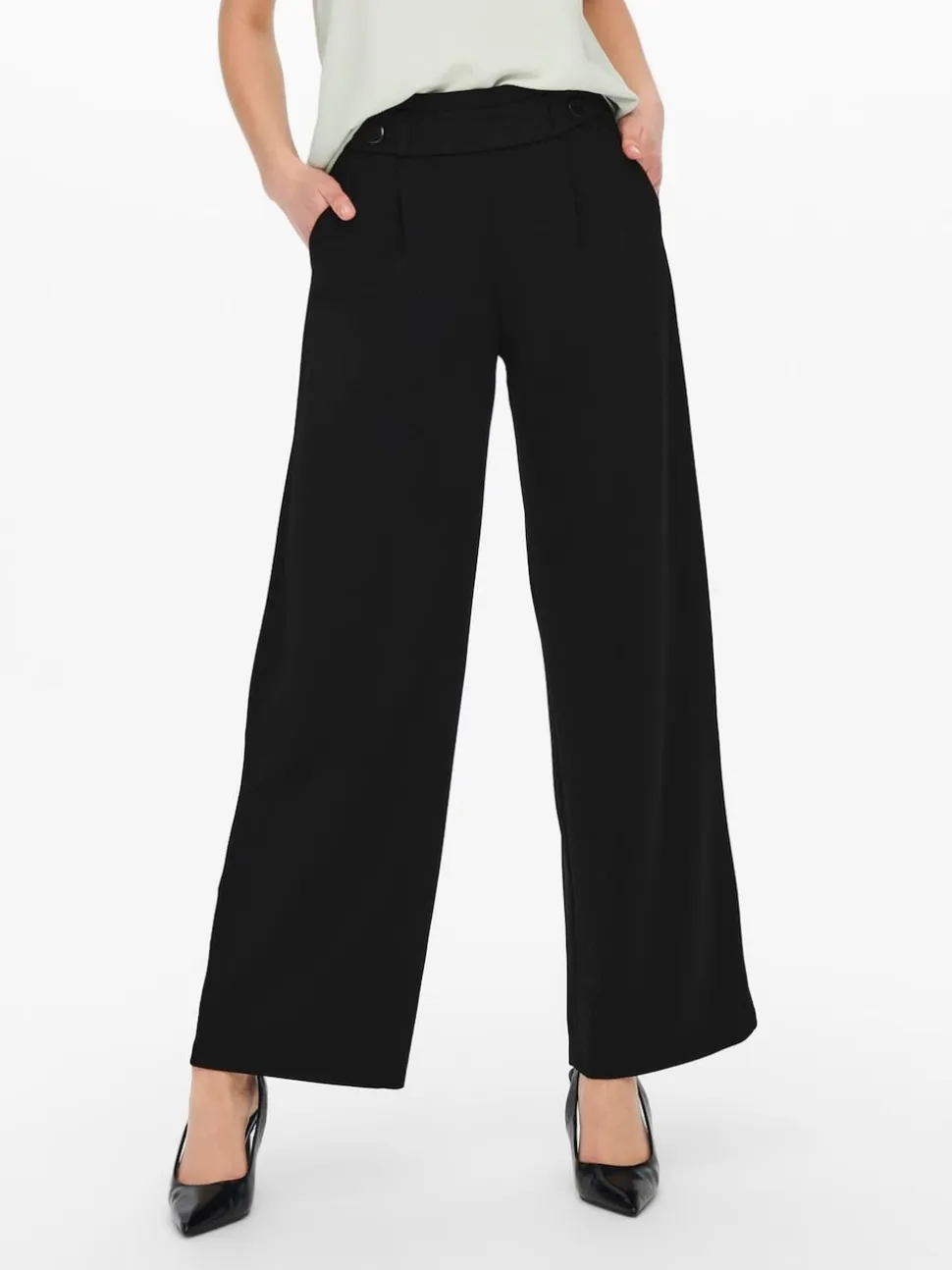 Zwart - JDY - Broek met wijde pijpen