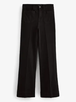 Zwart - Jeans met wijde pijpen en opgestikte zakken