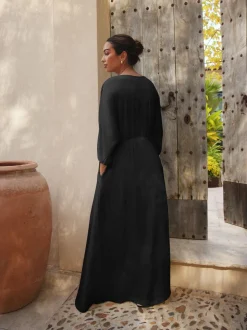 Zwart - Jersey Kaftan Maxi Dress