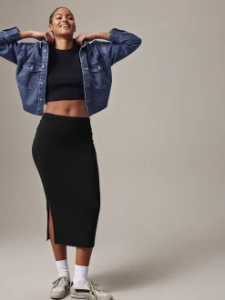 Zwart - Jersey midirok