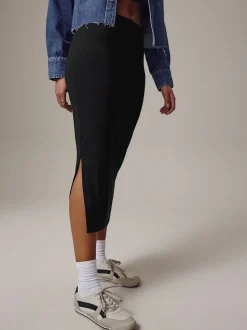 Zwart - Jersey midirok