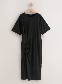 Zwart - Jersey Twist T-Shirt Summer Dress