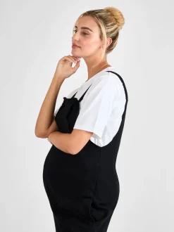 Zwart - JoJo Maman Bébé - Jersey zwangerschaps-tuinbroek