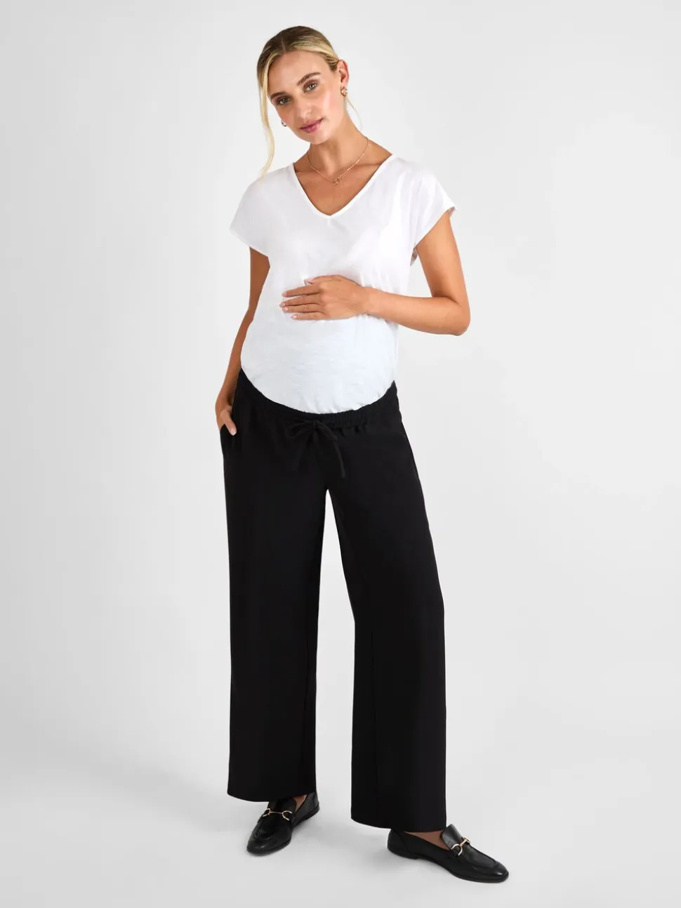 Zwart - JoJo Maman Bébé - Zwangerschapsbroek met wijde pijpen