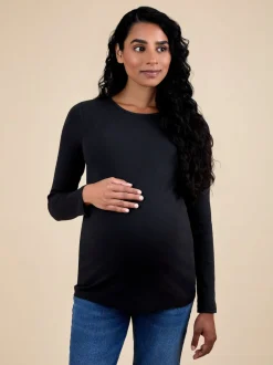 Zwart - JoJo Maman Bébé 2-Pack Ribbed Maternity & Nursing Tops