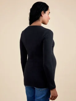 Zwart - JoJo Maman Bébé 2-Pack Ribbed Maternity & Nursing Tops